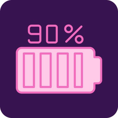 Güç durumu için% 90 şarj simgesi.