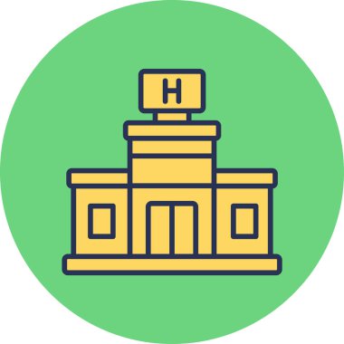 Hastane binası simgesi, vektör illüstrasyonu basit tasarım