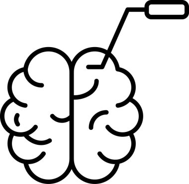 Beyin Simgesi Basit Vektör İllüstrasyonu 