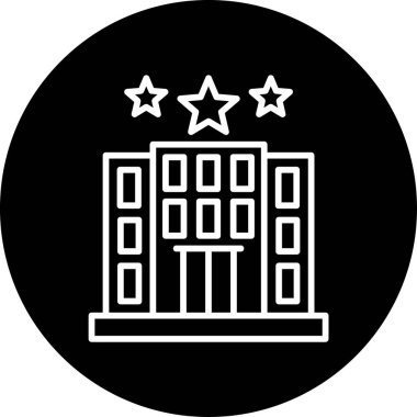 Otel binası simgesi, vektör illüstrasyonu