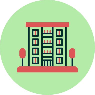 Daire binası simgesi, vektör illüstrasyonu basit tasarım