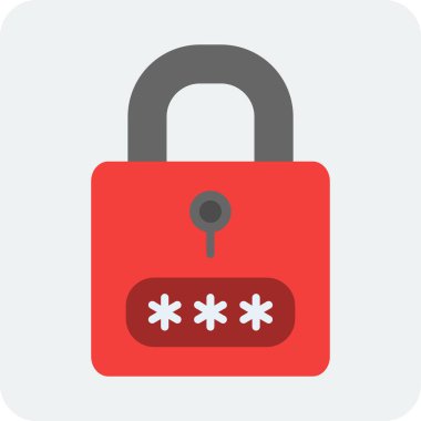 Korumalı parola simgesi, vektör illüstrasyonu basit tasarım