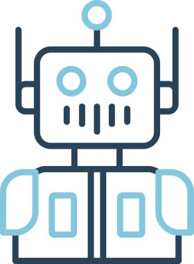 Komik robotik karakterin basit doğrusal çizimi