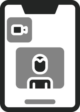 Düz biçimli soyut video çağrı simgesini içeren vektör illüstrasyonuName.
