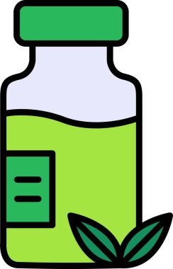 Bitkisel ilaç şişesi simgesinin web illüstrasyonu