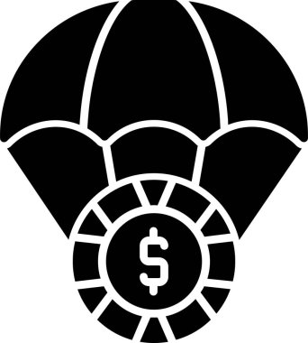 Sikke Paraşütü simgesi, vektör illüstrasyonu basit tasarım