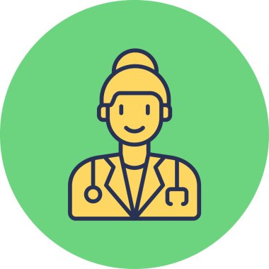 Kadın doktor simgesi, vektör illüstrasyonu