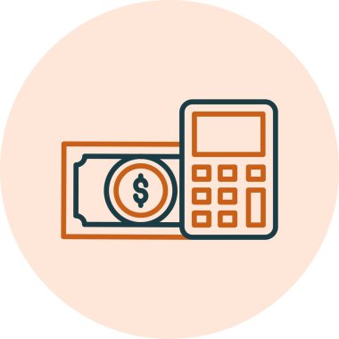 Soyut vektör hesap makinesi ve dolar işareti içeren web arayüzleri için simge.