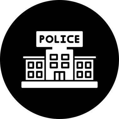 Polis binası ikon vektör illüstrasyonu