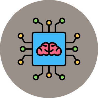 Yapay Zeka web simgesi, vektör illüstrasyonu