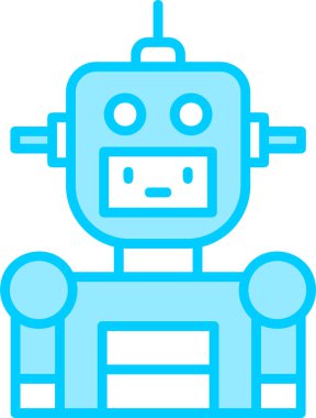 Komik robotik karakterin basit doğrusal çizimi