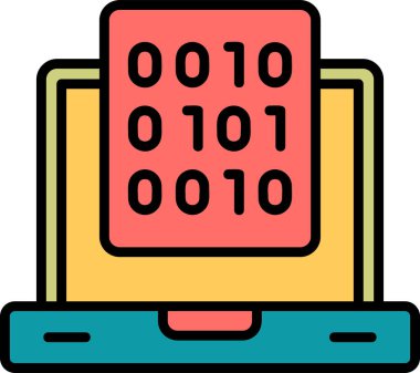 İkili veri simgesinin düz basit soyut vektör çizimi