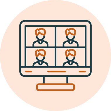 Ana hatlı biçim vektör illüstrasyon tasarımında konferans simgesi