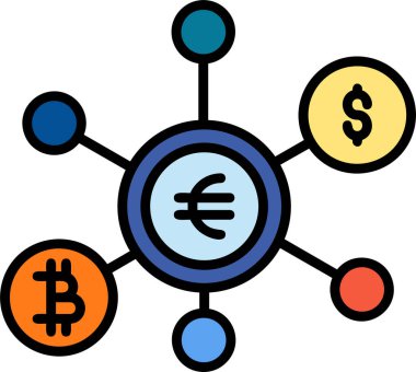 Basit para birimi. Ağ simgesi. resimleme