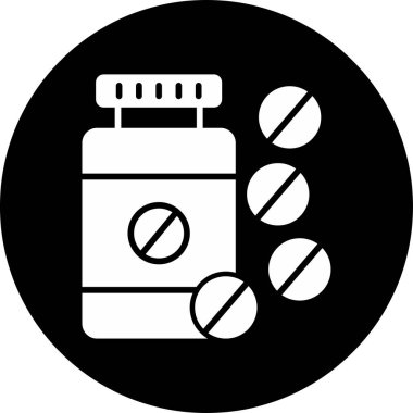 Aspirin hapları şişe ikon vektör çizimi