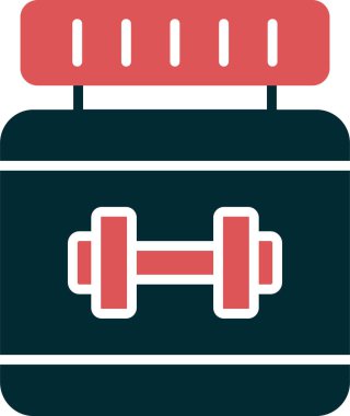 Protein ikonu ya da düz çizim. Beyaz protein şişesi ikon vektörü. Beyaz Proteinin Tasarım Şablonu. Sport whey protein illüstrasyonu