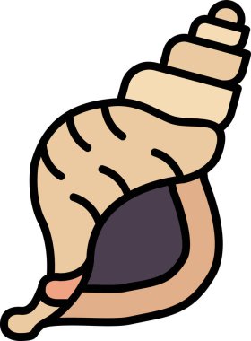 Deniz kabuğu düz simgesi, vektör illüstrasyonu 