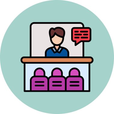 Ana hatlı biçim vektör illüstrasyon tasarımında konferans simgesi