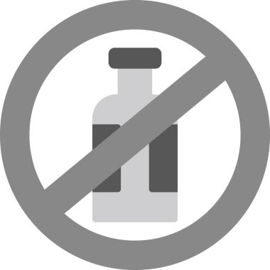 alkol yok, şişe simgesi, vektör illüstrasyonu