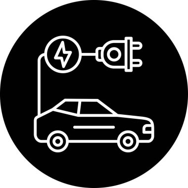 Bir elektrikli araç simgesinin soyut düz bir şekilde dizaynı.