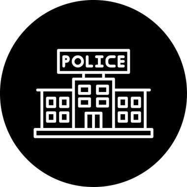 Polis binası ikon vektör illüstrasyonu