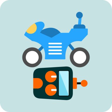 motosiklet ve uzaktan kumanda simgesi, vektör illüstrasyonu 