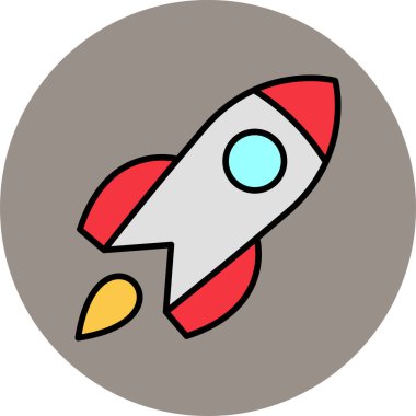 Roket. Web simgesi basit illüstrasyon 