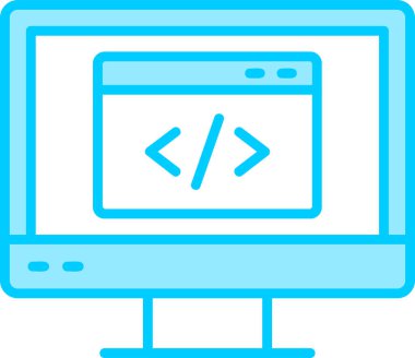 bilgisayar kodlama simgesi, vektör illüstrasyonu