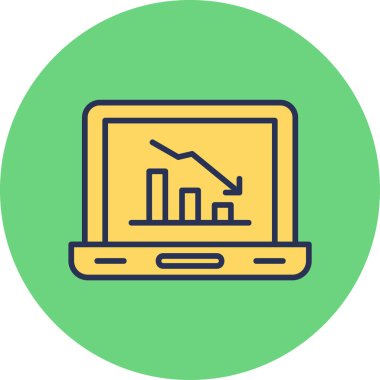 Poorly visualized statistics on a laptop screen can often present a challenge, as the data may not be clearly represented or effectively communicated  clipart