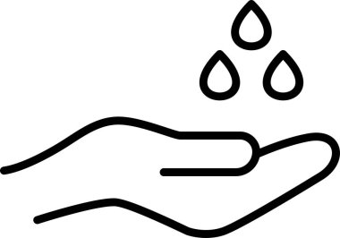 Basit web simgesi illüstrasyonu. İnsan eli ve batan su damlaları