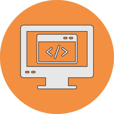 bilgisayar kodlama simgesi, vektör illüstrasyonu