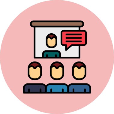 Ana hatlı biçim vektör illüstrasyon tasarımında konferans simgesi