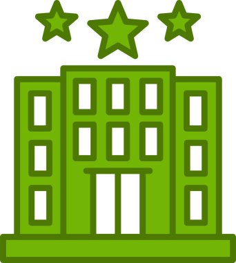 Otel binası simgesi, vektör illüstrasyonu