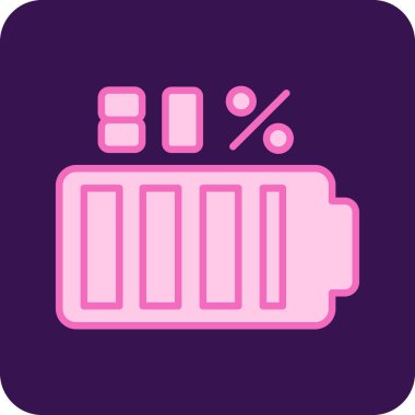 Pil Yüzdesi simgesi, vektör illüstrasyonu