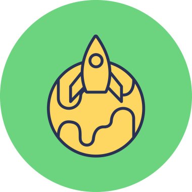 Uzay gemisi, roket simgesi vektör çizimi 