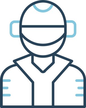 Gelecekçi Google kullanan bir adamın basit vektör görüntüsü, siber punk konsepti