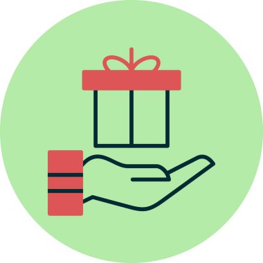 Elinde bir hediye. Web simgesi basit illüstrasyon