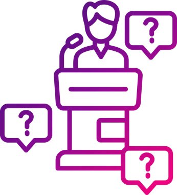 Ana hatlı biçim vektör illüstrasyon tasarımında konferans simgesi