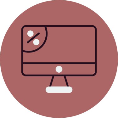 Bilgisayar monitörü. Basit illüstrasyon vektörü