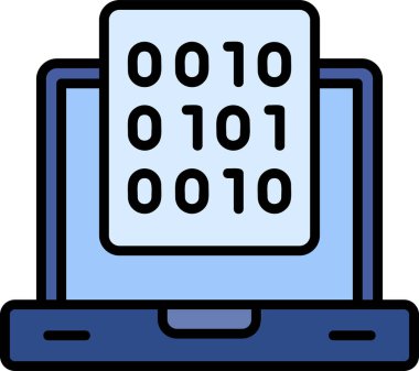 İkili veri simgesinin düz basit soyut vektör çizimi