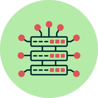 Web uygulamaları için soyut bir şekilde büyük verileri gösteren düz vektör simgesi.