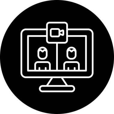 Bir video çağrısını temsil eden düz tasarım soyut simgesi.