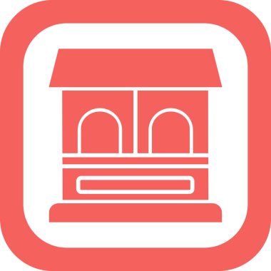 Bilet ofisi binası. Web simgesi basit illüstrasyon