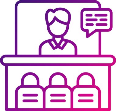 Ana hatlı biçim vektör illüstrasyon tasarımında konferans simgesi