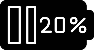 Pil Yüzdesi simgesi, vektör illüstrasyonu