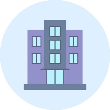 Otel binası simgesi, vektör illüstrasyonu