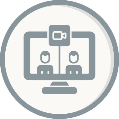 Bir video çağrısını temsil eden düz tasarım soyut simgesi.