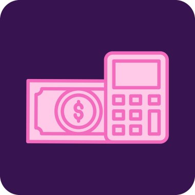 Soyut vektör hesap makinesi ve dolar işareti içeren web arayüzleri için simge.