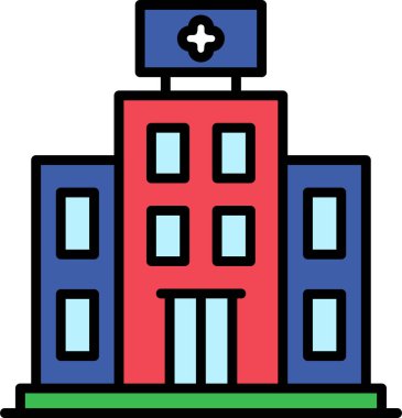 Hastane binası simgesi, vektör illüstrasyonu basit tasarım