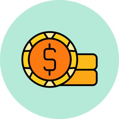 Bozuk para simgesi, vektör illüstrasyonu basit tasarım